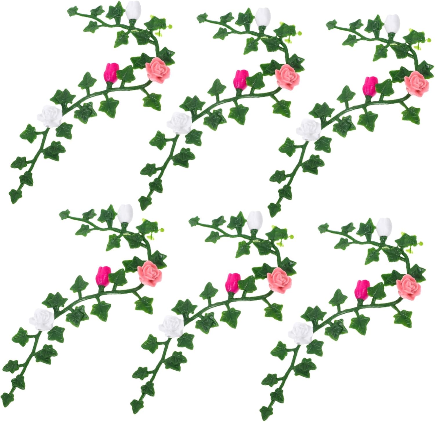 Toyvian 6pcs Miniature Artificial Flower Vines for Dollhouse Mini Garden Scenes Fade-resistant Miniature Floral Decor for Fairy Gardens Micro Landscape Craft Accessories