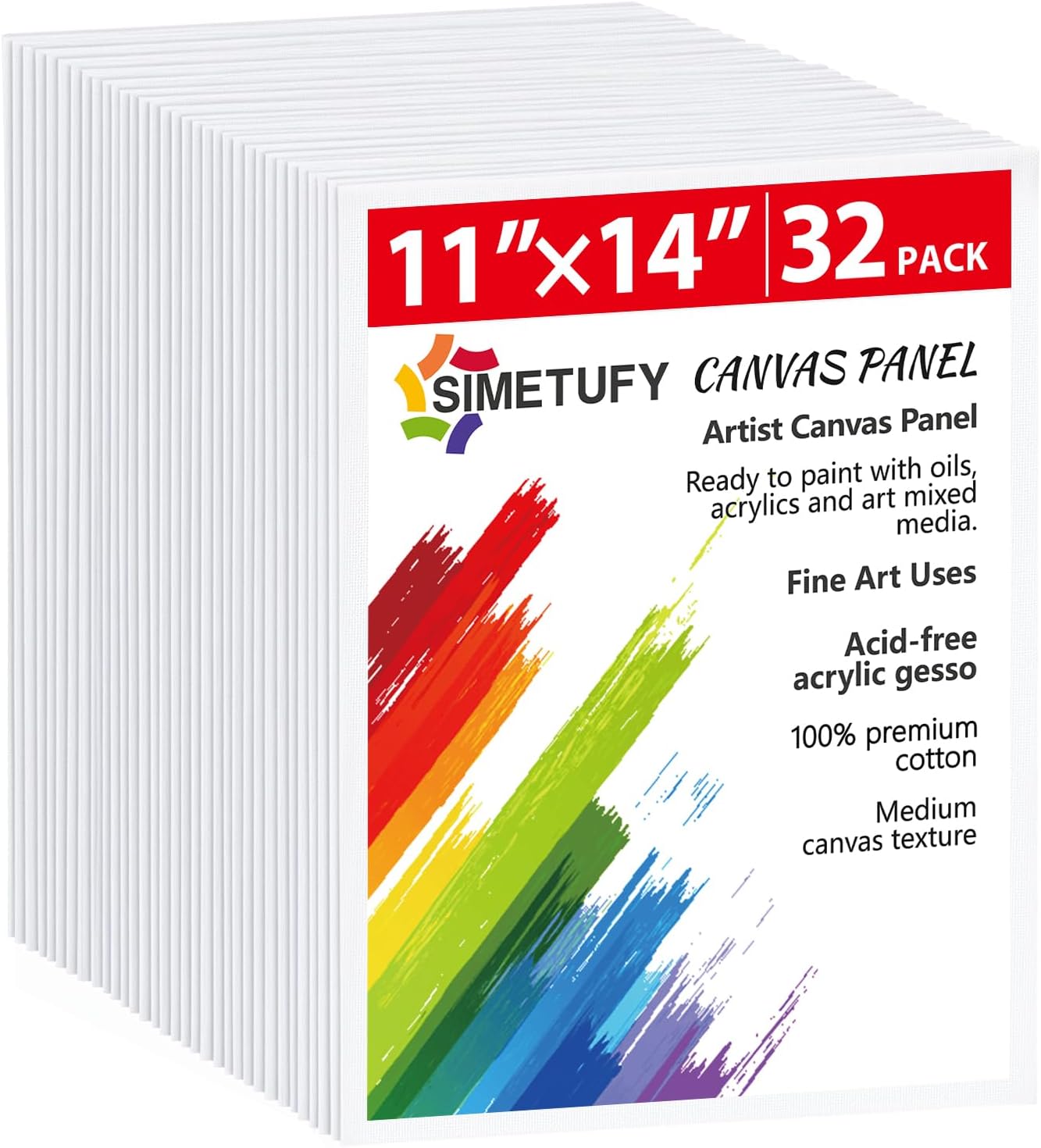Simetufy 32 Pack 11 x 14 Inch Canvas Boards for Painting Pre-Primed White Blank Paint Canvas for Acrylic, Oil Paint, 100% Cotton, Acid Free