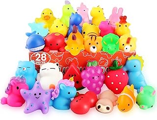 Squishies, 28 Pack Mochi Squishy Toys - Kawaii Cat Squishys Slow Rising Animals - Party Favors, Goodie Bag, Birthday Gifts, Mini Squishies Stress Reliever Toy Pack