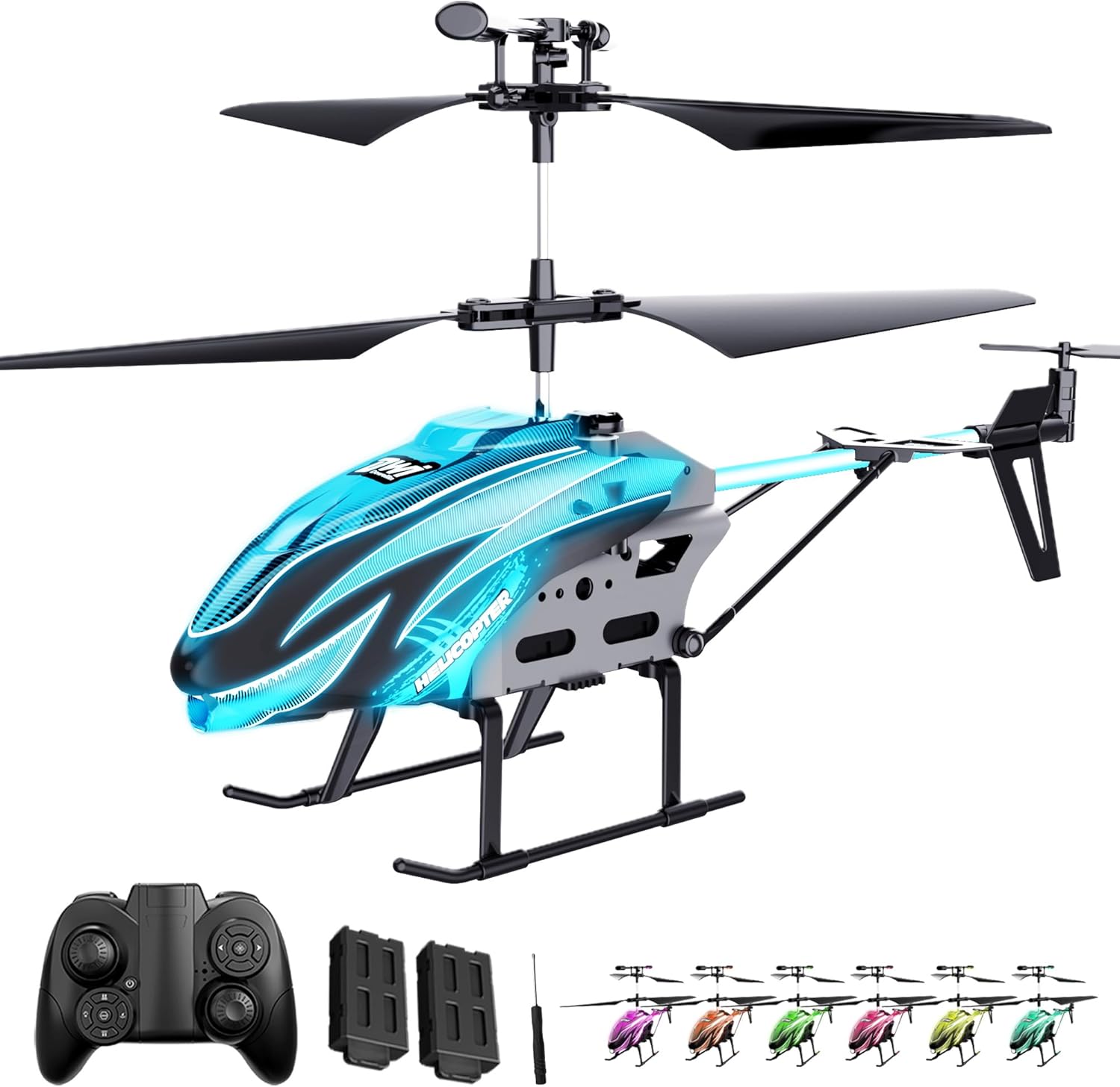 RC Helicopter, Flying Toys 2.4GHz 3.5 Channel Remote Control Helicopter, LED Light Effects, Obstacle Avoidance, One-Key Start/Land and Auto Hover, Remote Toy for Ages 8+ Boys Girls