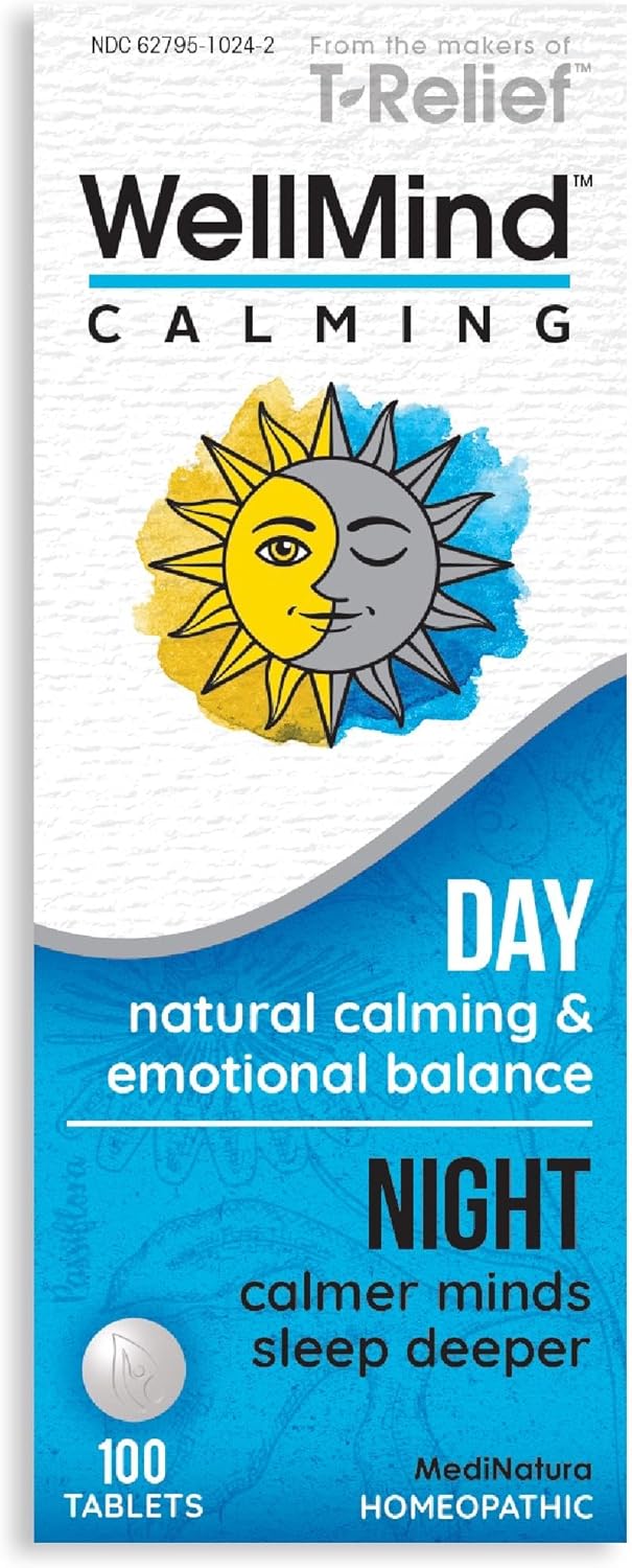 MediNatura WellMind Calming Tablets – Formula for Natural Calming – Supports Relaxation & Calm Moods – Day & Night Use – 100 Count