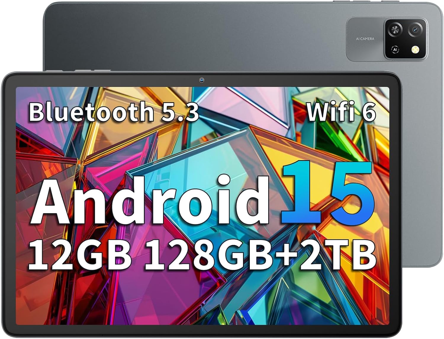 Blackview Tablet 10 inch Android 15 tablet, Octa-Core, 12GB+128GB(TF 2T),WIFI 6 Android Tablet, 8MP+5MP,Widevine L1,WPS Suite,HD IPS- Tab 60 WIFI