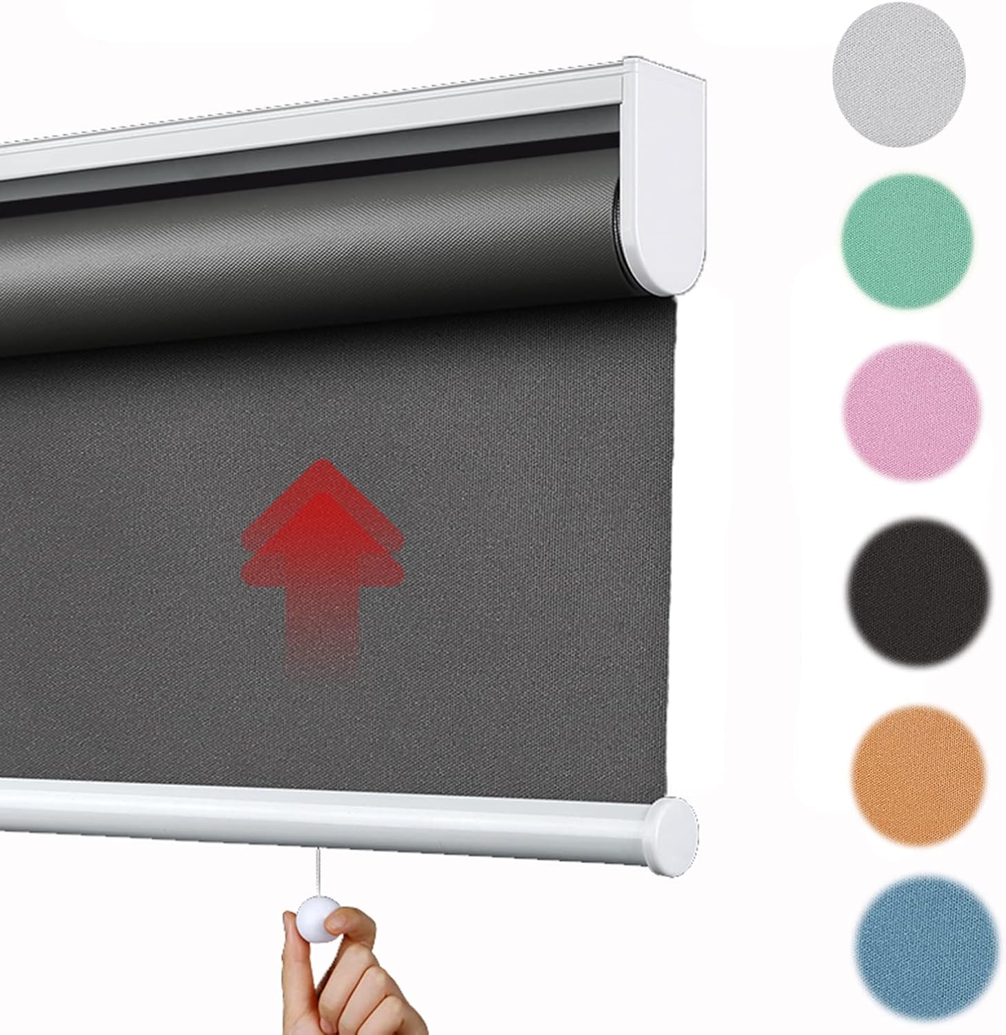 SANJIAOJIA Cordless Blackout Roller Blind,Automatic Rise Spring Type Roller Blinds,Waterproof UV Protection Fabric Window Shades Blind,60% Shading Curtain,for Home Office,Custom (W50xH100cm(20x39in))