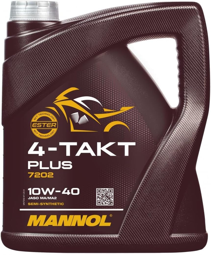Mannol 4 Litre 4-Takt Plus 10W-40 Engine Oil 7202 API SL Synthetic Ester Technology