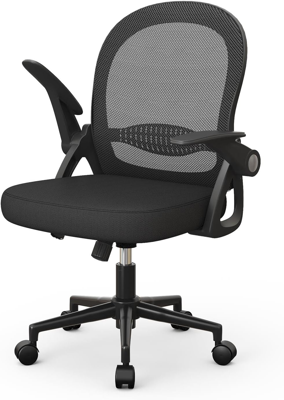 naspaluro Home Office Chair Ergonomic Desk Chair Swivel Computer Chair Mid-Back Mesh Chair with Flip-up Armrests and Lumbar Support for Home/Office - Black