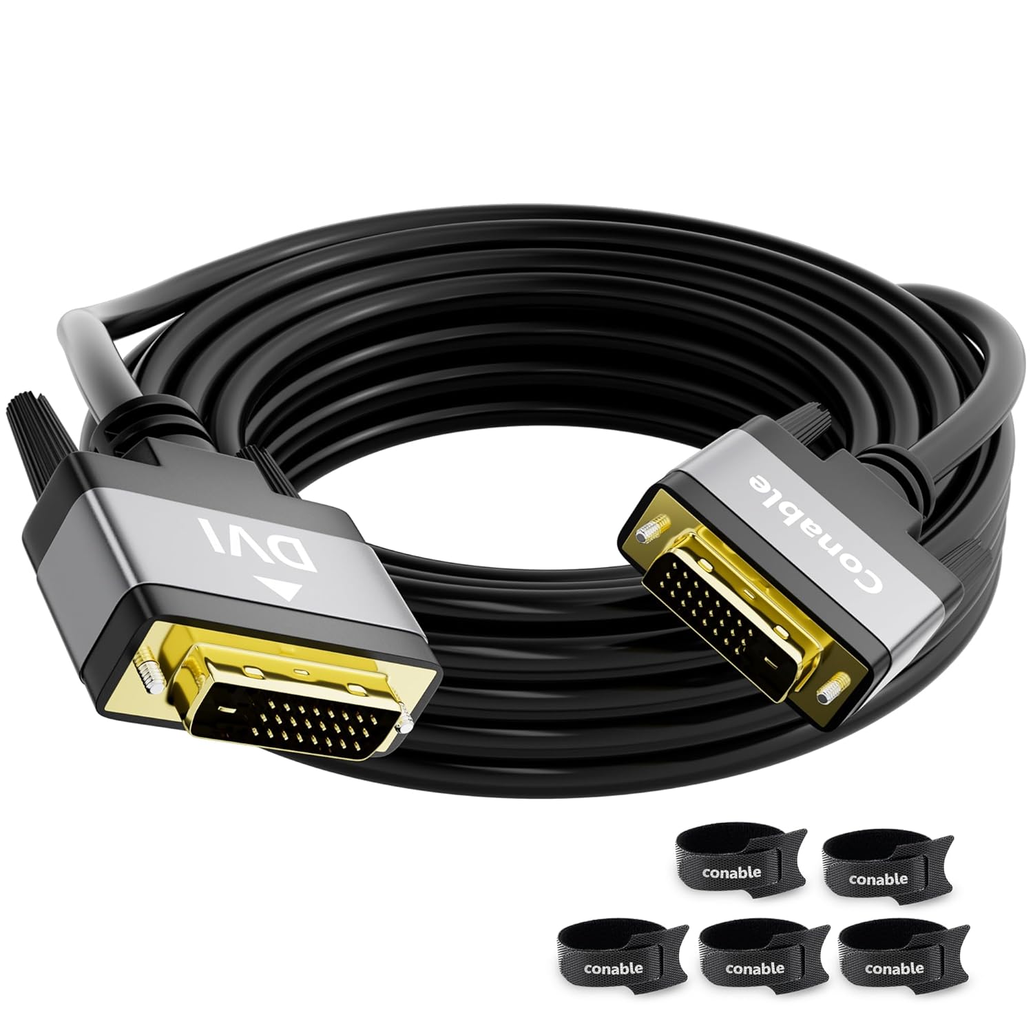 Gold Plated 25FT DVI-D Dual Link Cable - Aluminum Shell, 1080P, for PC, Monitor, Projector, Gaming, HDTV, DVD, Black