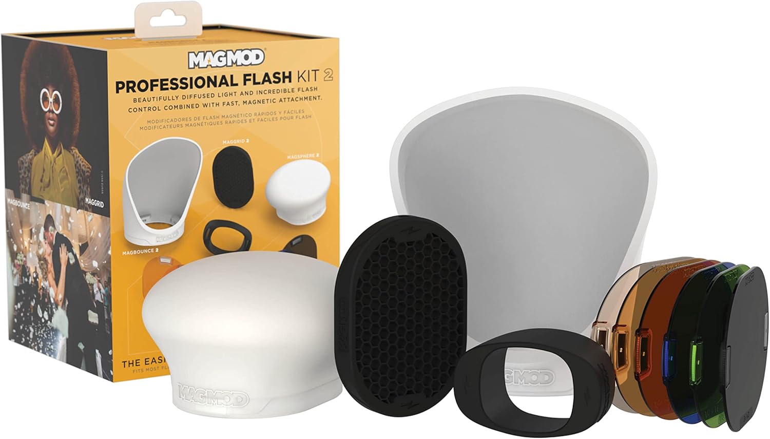 MagMod Professional Flash Kit 2, Photography Lighting Flash Diffuser Set, Magnetic Light Diffuser Attachments, Lightweight MagMod Modifiers, Superior Light Control