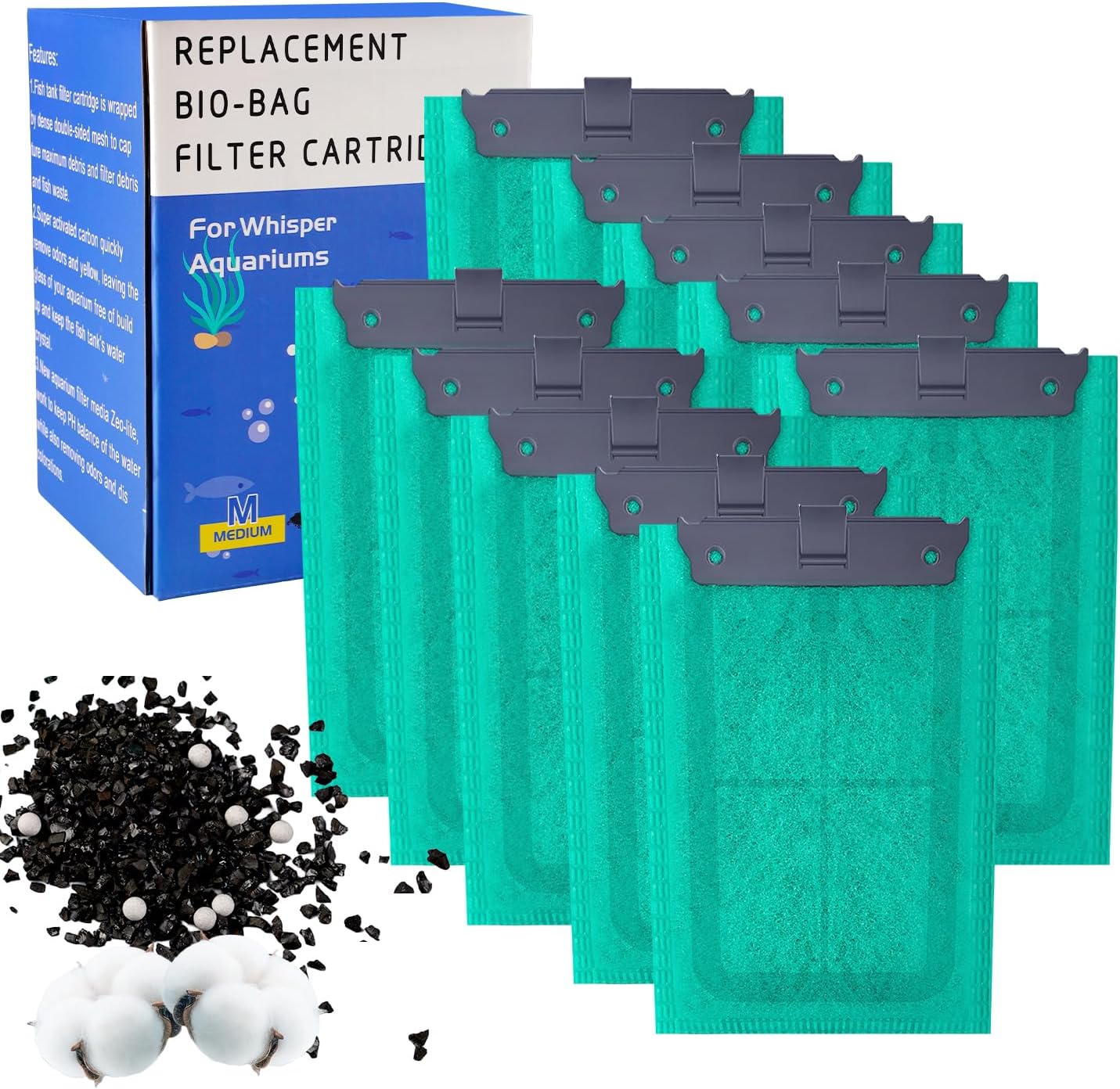 10 Packs Carbon Filter Cartridges for Tetra EasyCrystal Filter Pack C250/300, Replacement Filter Cartridges for Tetra EasyCrystal, for Fast and Clean Filter Replacement (10 Packs)