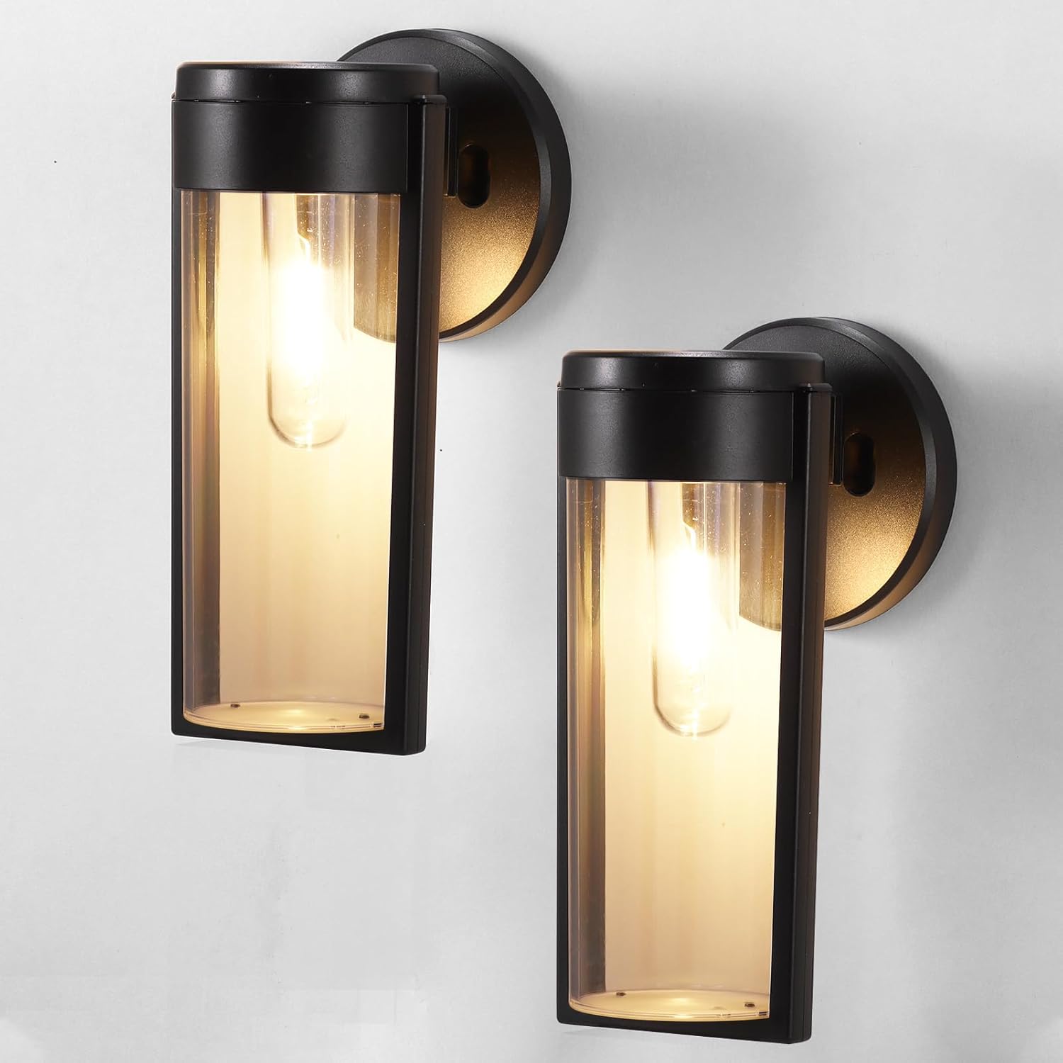 2 Pack Solar Fence Lights, Solar Lights Outdoor Garden LED Solar Powered Outdoor Wall Fence Lights, IP44 Waterproof Auto On/Off Solar Wall Lights Outdoor for Fence Patio Decking Gate Yard Decoration