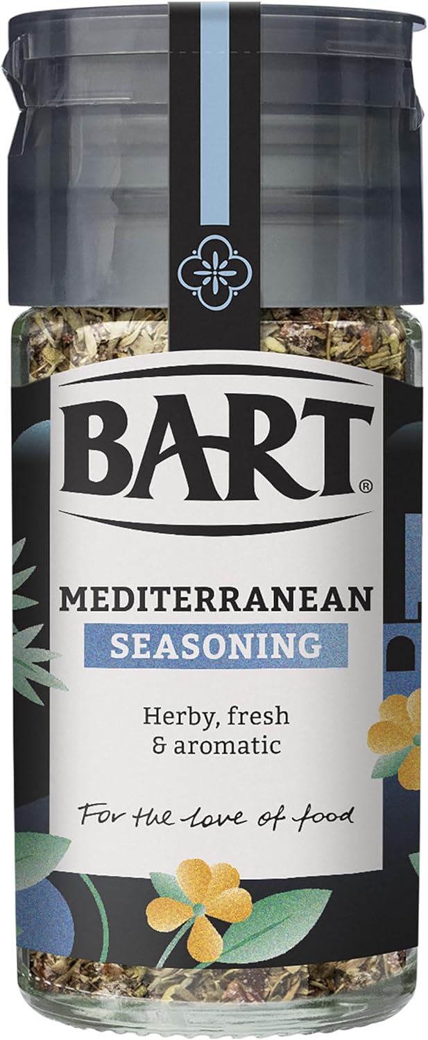 BART Mediterranean Seasoning Jar - Pack of 6 x 28g - With Herbs & Garlic Flavour - Ideal for Cooking with Vegetables or Lamb