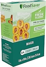 FoodSaver Precut Vacuum Sealer Bags for Airtight Food Storage and Sous Vide Cooking, BPA-Free, 1 Quart, 44 Count