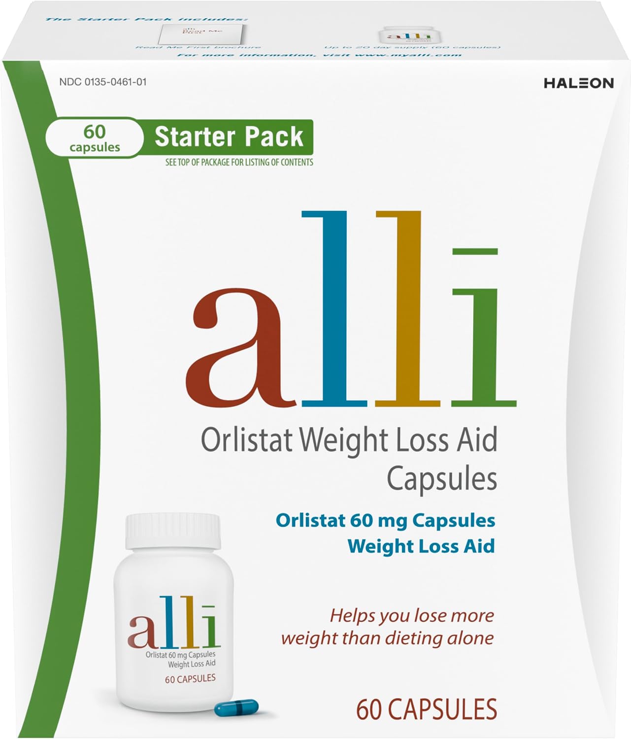 alli Weight Loss Supplement, Orlistat 60 mg Capsules, 60 Count Starter Pack