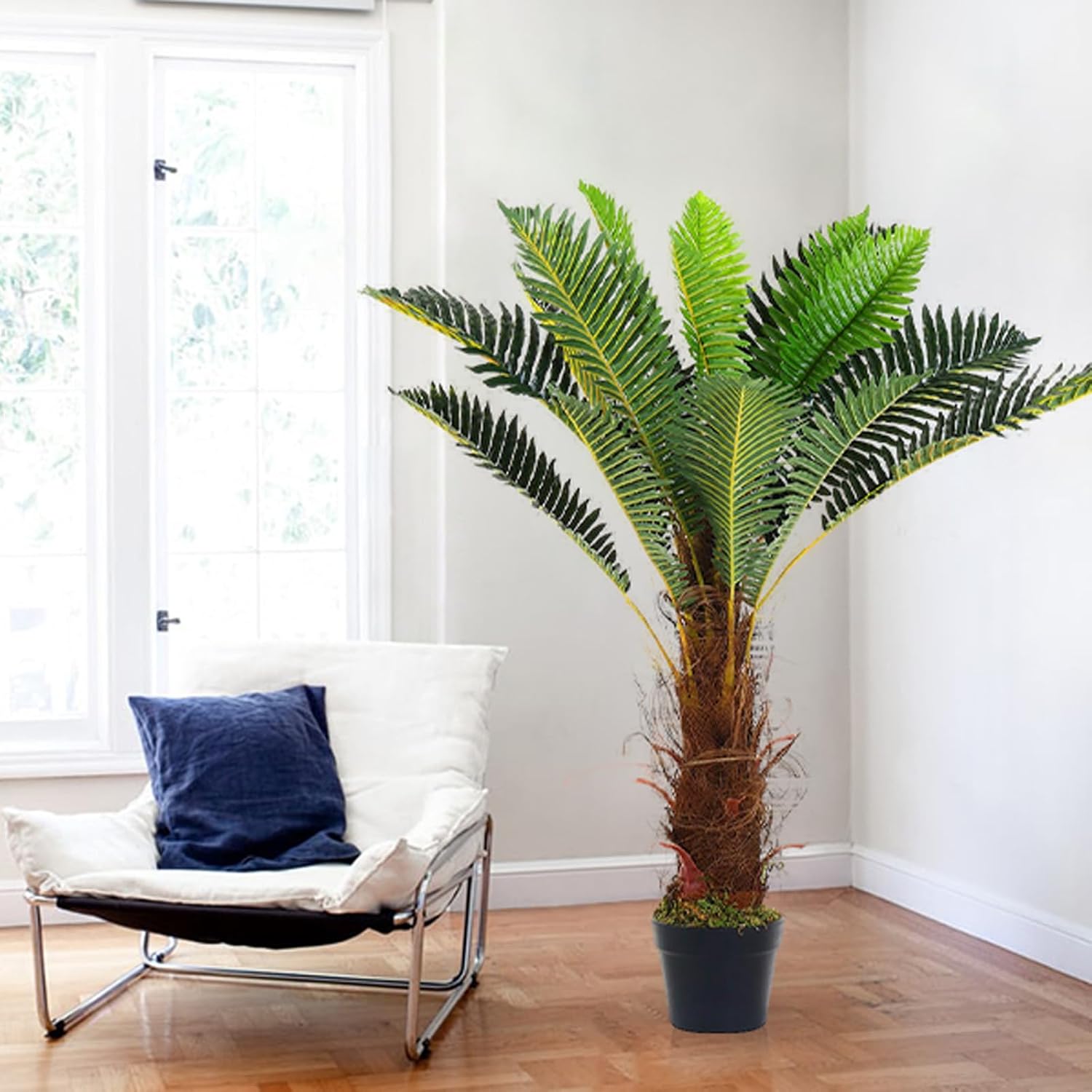 INMOZATA Artificial Plants 3FT/90cm Fake Palm TreeLarge Artificial Trees Outdoor and Indoor Faux Phoenix Fern for Garden Front Door Decoration