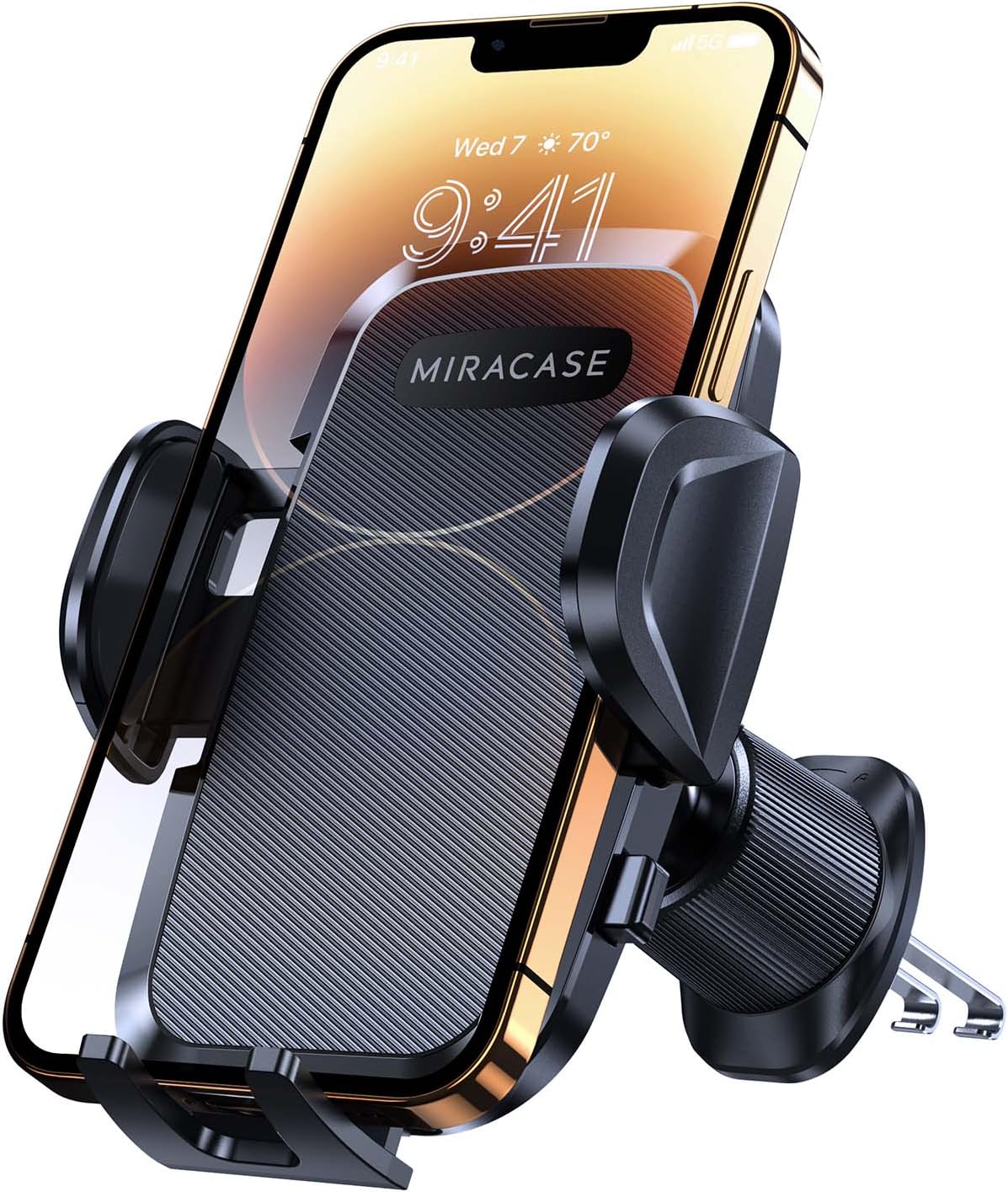 Miracase Car Phone Holder, Ultra Stable Double Steel-Hook Air Vent Car Phone Mount Cradle 360°Rotation for iPhone/Samsung/Oneplus/Huawei and All 4.5"-7" Mobile Phone