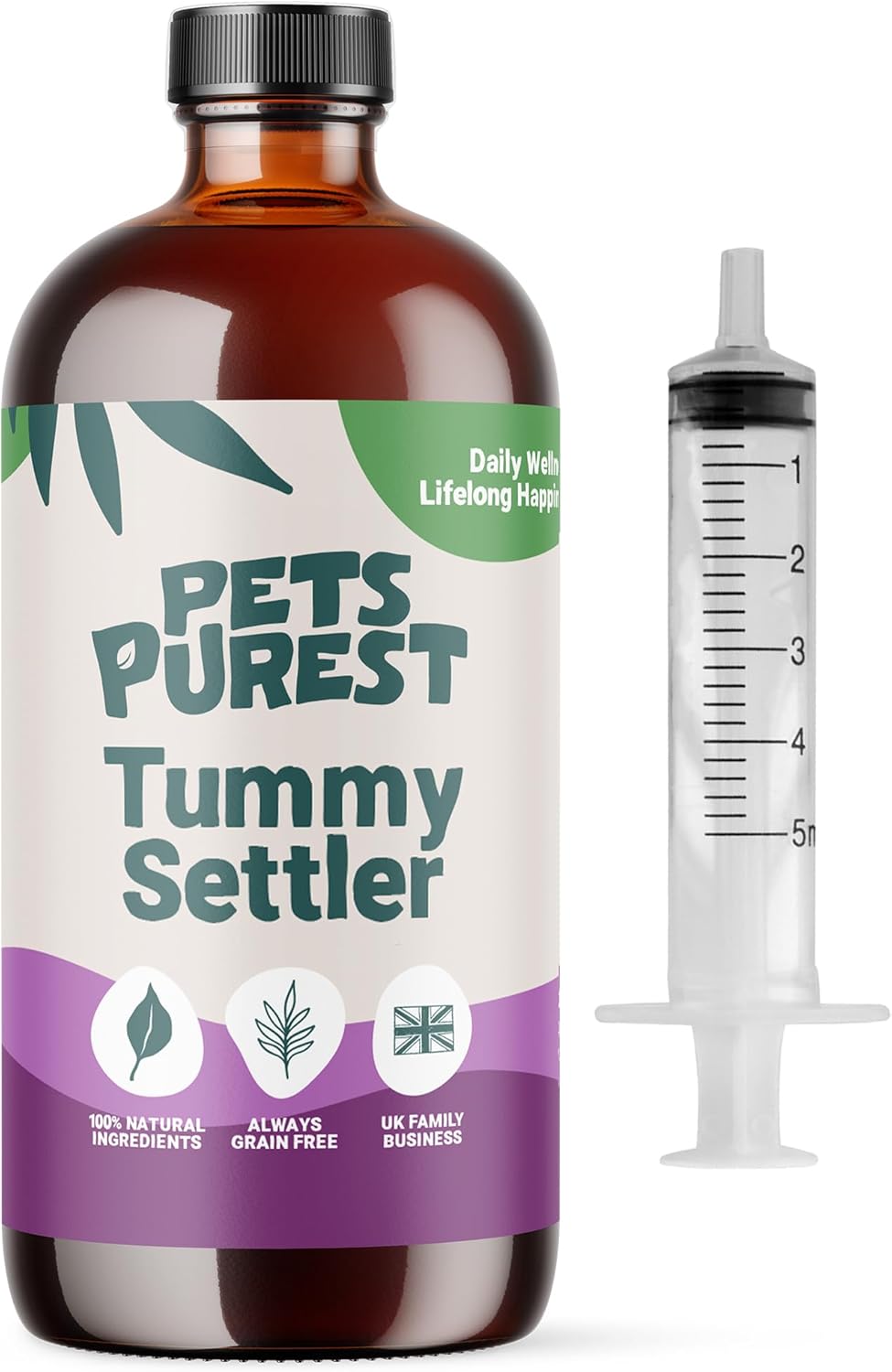 Pets Purest Tummy Settler for Dogs, Cats & Pets - 100% Natural Fast Acting Relief for Digestion, Diarrhoea, Constipation & More - Liquid Paste Digestive Supplement with Easy Syringe - 250 ml