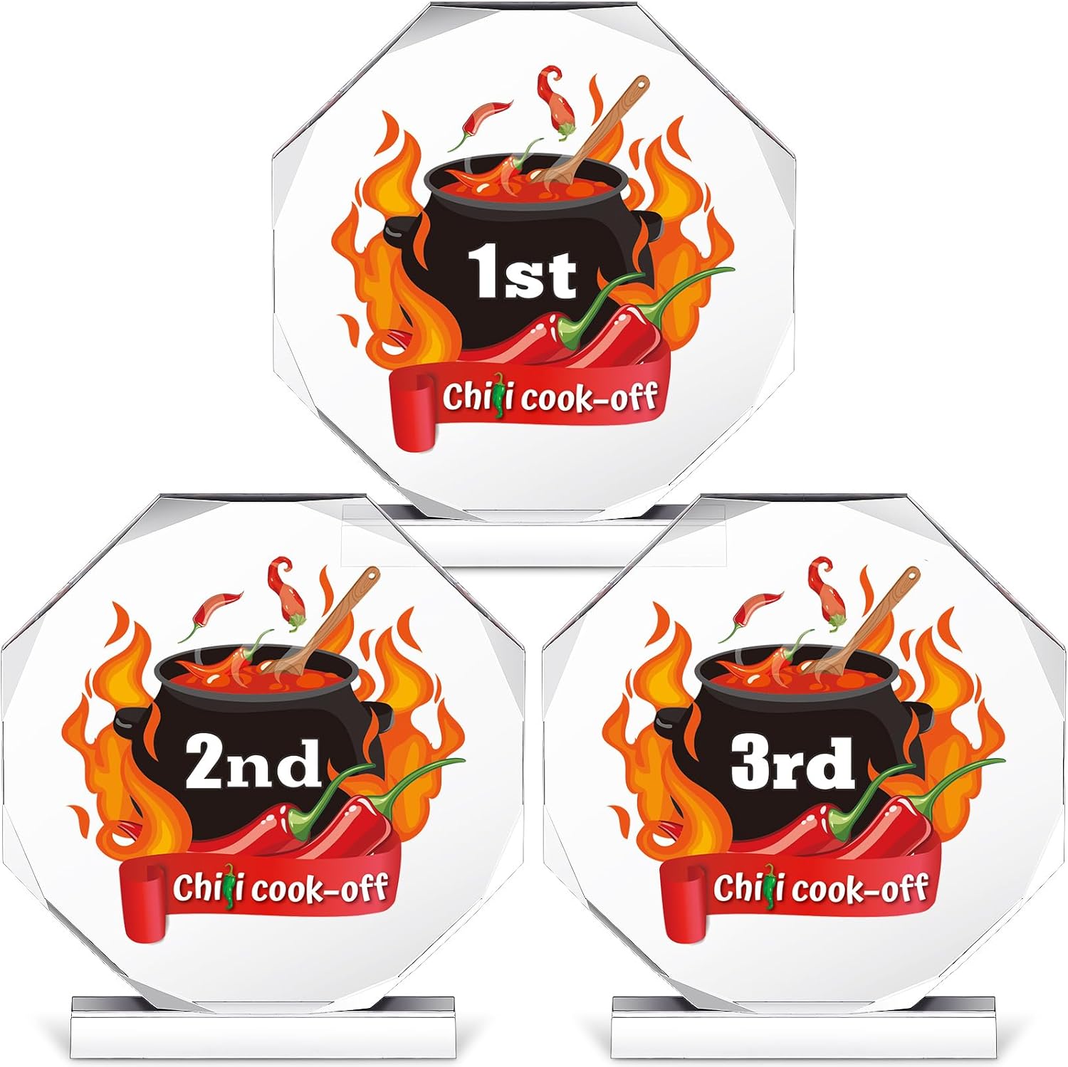 3 Pcs Chili Cook Off Trophies Gold Chef Hat Cooking Acrylic Trophy Awards 4.72" Cooking Competition Trophy Prizes with Base for Chili Cook Off Party Supplies Decorations