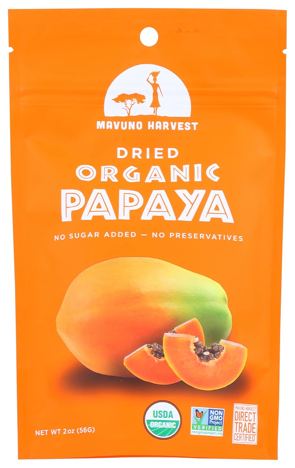 Mavuno Harvest Dried Papaya, Organic, 2 Oz