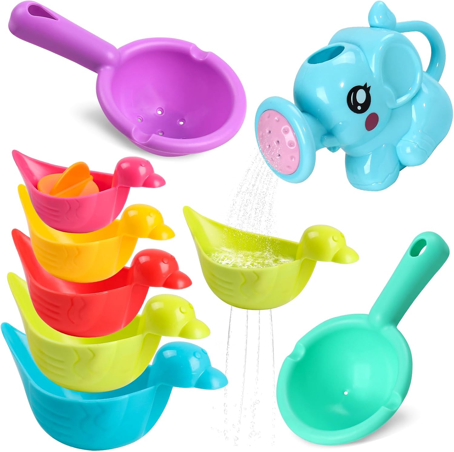 Fajiabao Bath Toys for Kids Ages 1-3 8 PCS Toddler Bath Toys Mold Free with Floating Ducks & Water Toys in Bathtub for 1 2 3 4 5 6 Gifts