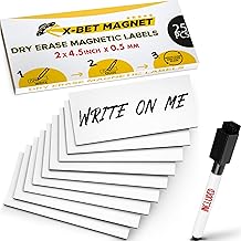 Dry Erase Magnetic Labels - Reusable Sticky Notes - Magnetic Notepads for Refrigerator - Dry Erase Magnetic Sheets - Blank Magnet Stickers to Write On - Magnets for Whiteboard Classroom Fridge