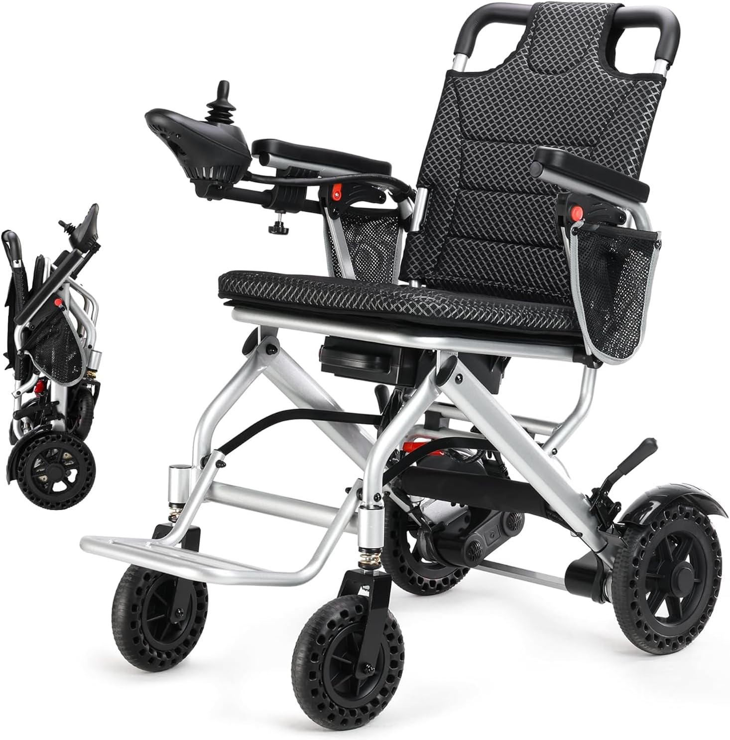 33 Lbs Lightweight Electric Wheelchair, Electric Wheelchairs for Adults Foldable, 15 Miles Range Motorized Wheelchair for Seniors, All Terrain Compact Portable Power Wheelchair, 330 Lbs Capacity