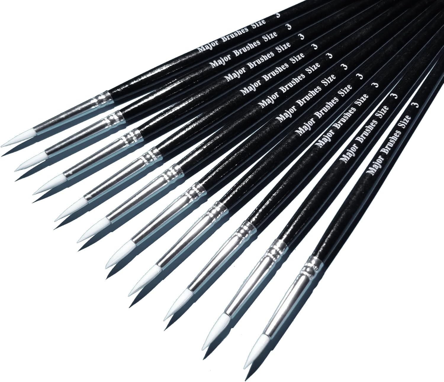 Major Brushes Sable Substitute Brushes Size 3 - Pack of 10