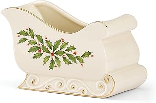 Lenox Holiday Sleigh Candy Dish, 1.40 LB, Red & Green