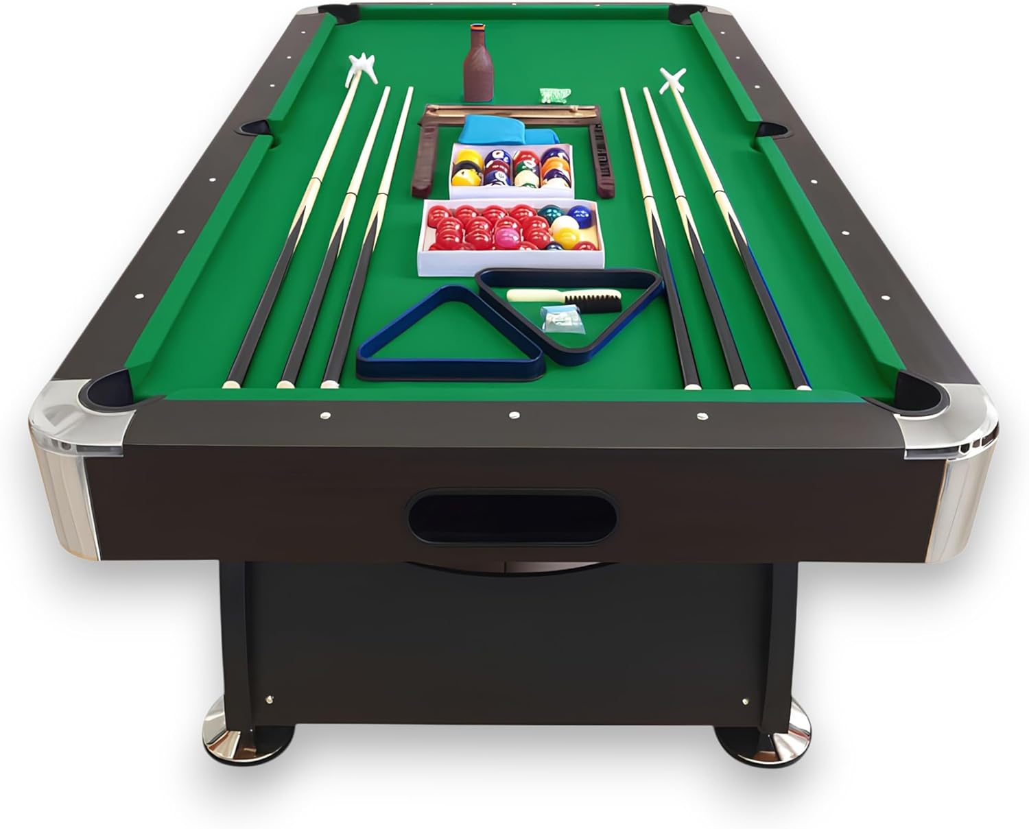 8 Foot Pool Table Modern Billiard Table with Green Felt, Automatic Ball Return and Accessories - Vintage Green