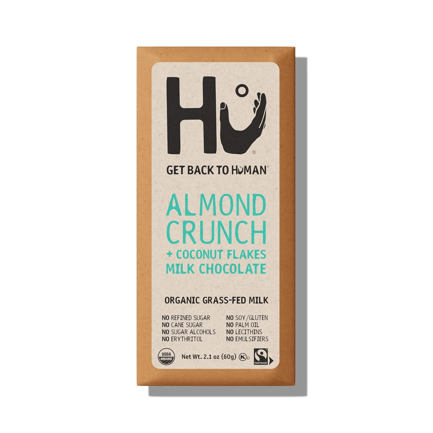 HU KITCHEN Organic Almond Crunch & Coconut Milk Chocolate Bar, 2.1 OZ