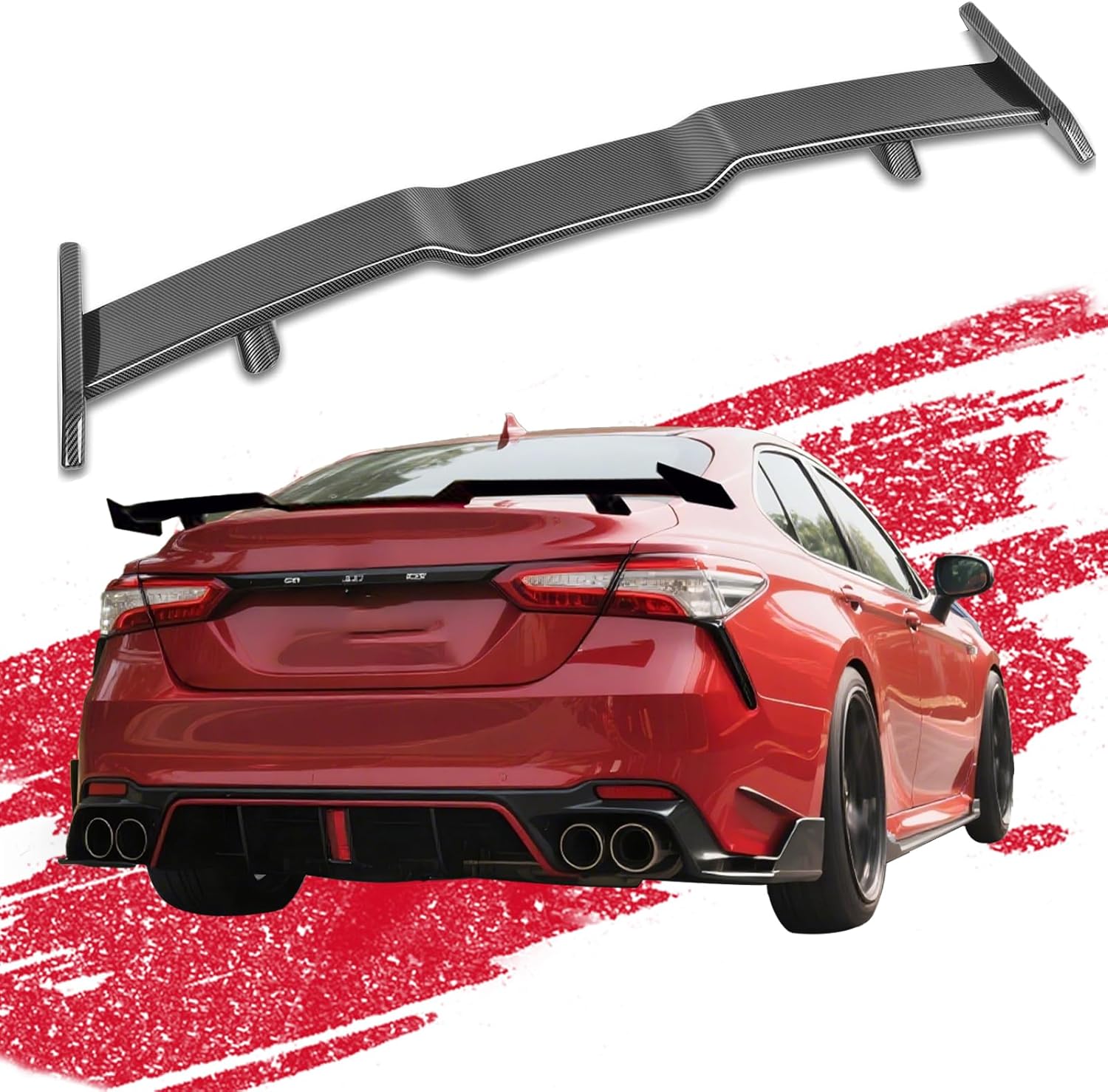 Camry Spoiler Compatible with 2018-2022 8th Gen Camry LE SE XLE XSE TRD Wing M4 Style 2018-2022 Rear Trunk Wing ABS Rear Trunk Lip Wing Spoiler(Carbon Style)