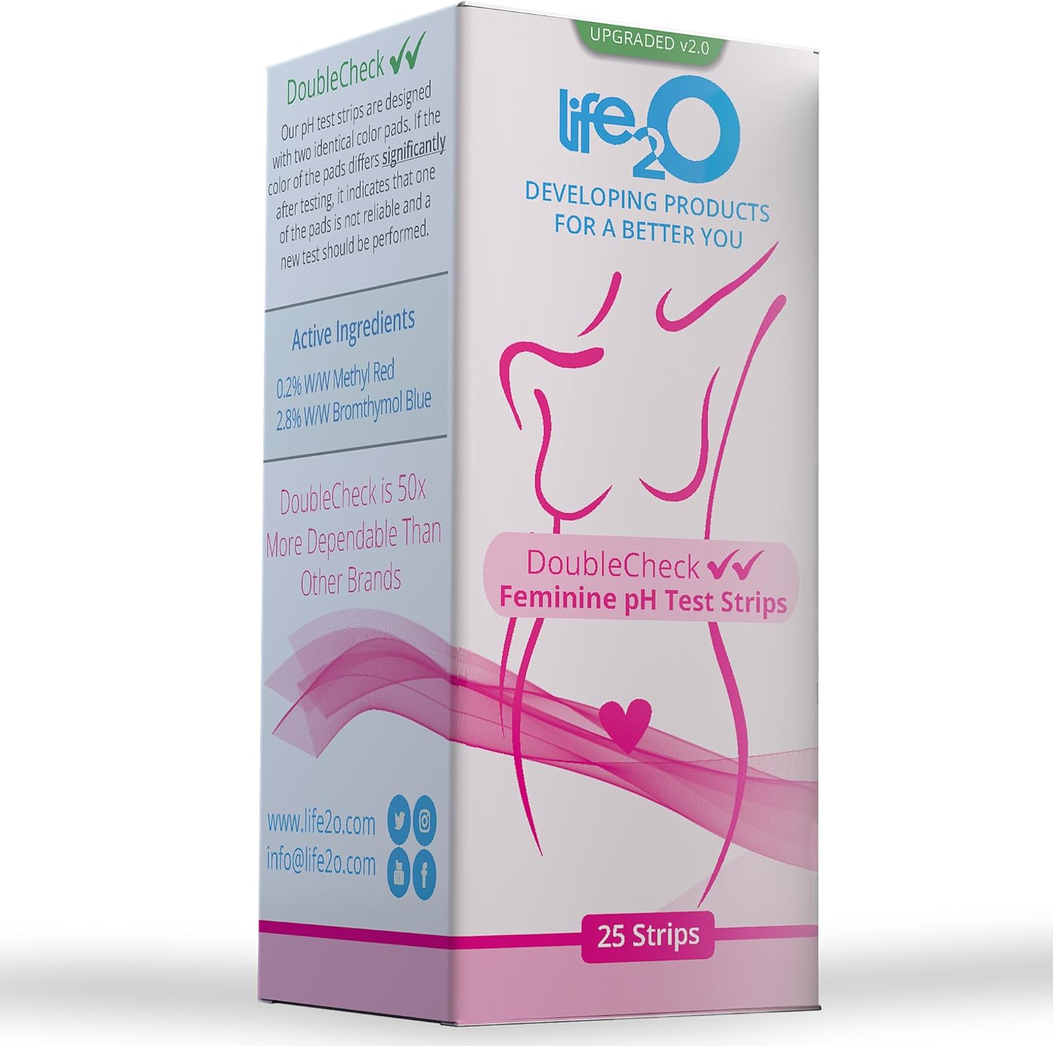 DoubleCheck Vaginal pH Yeast Infection Test Kit for Women, at Home Bacterial Vaginosis BV and Amniotic Fluid Test Strips, Body pH Balance Test Strips (25 Strips)