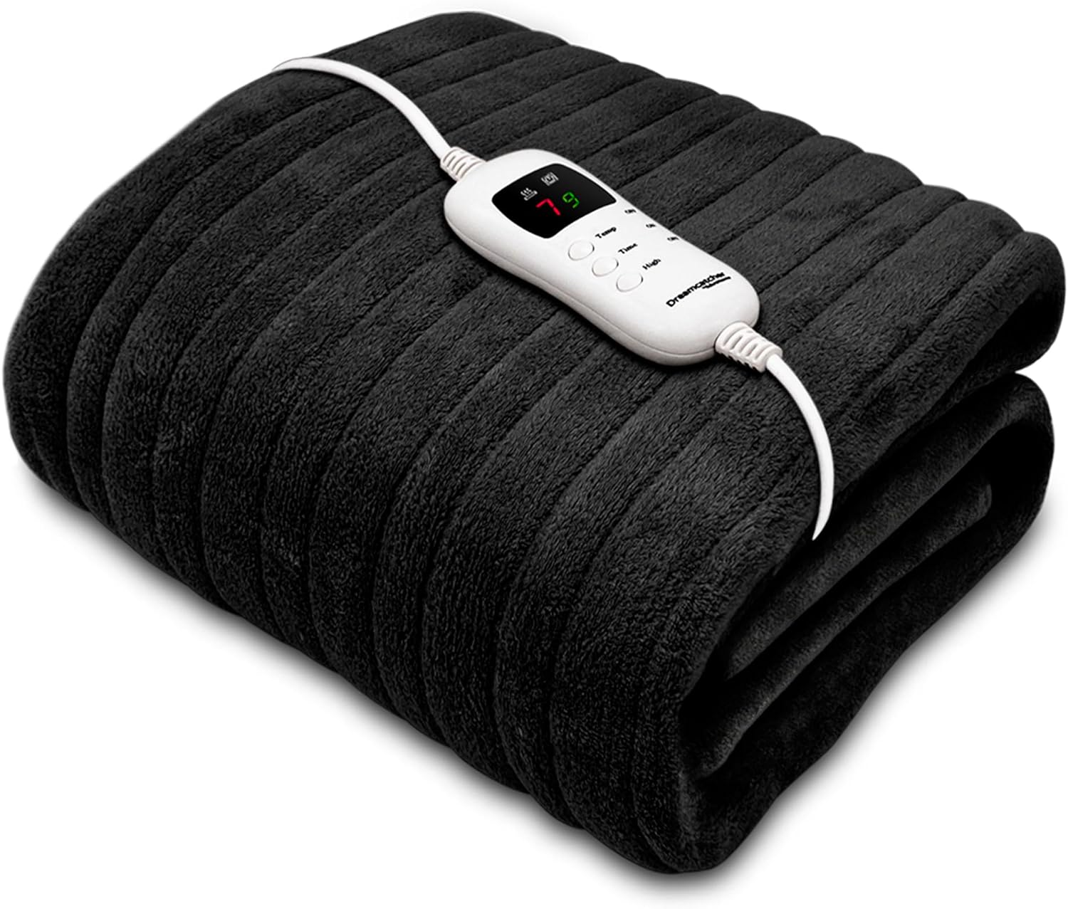 Dreamcatcher Black Heated Throw Electric Blanket, 160 x 120cm Heated Blanket Machine Washable Soft Micro Fleece Electric Throw Overblanket with 9HR Timer and 9x Control Heat Settings