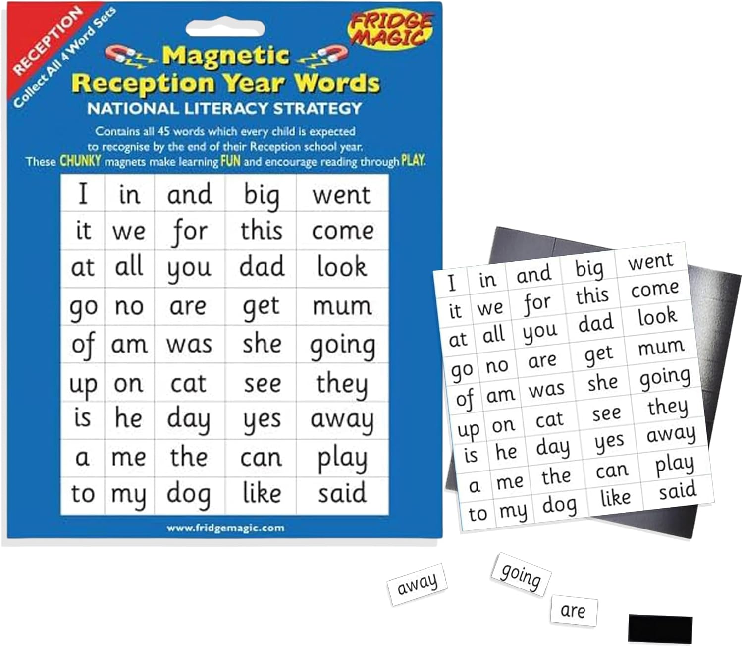 Engaging Magnetic Words Set for Key Stage 1 Reception class - Essential 45 Words