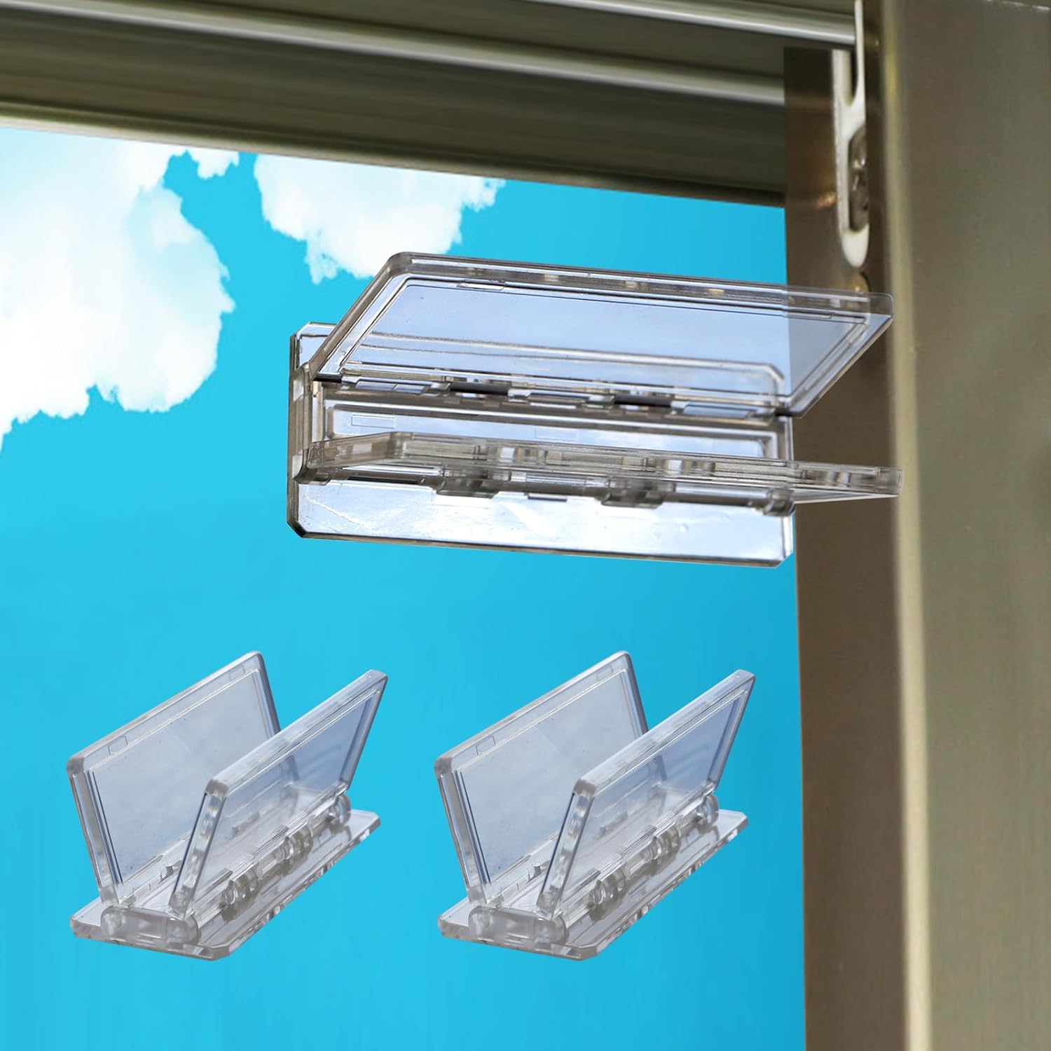 Sliding Door Lock for Child Safety 2 Pack, Sliding Patio Door Lock for Child Proof, Glass Window Door Stopper for Childproof, Childproof Window Lock for Toddler Kids and Baby Proofing（Clear）