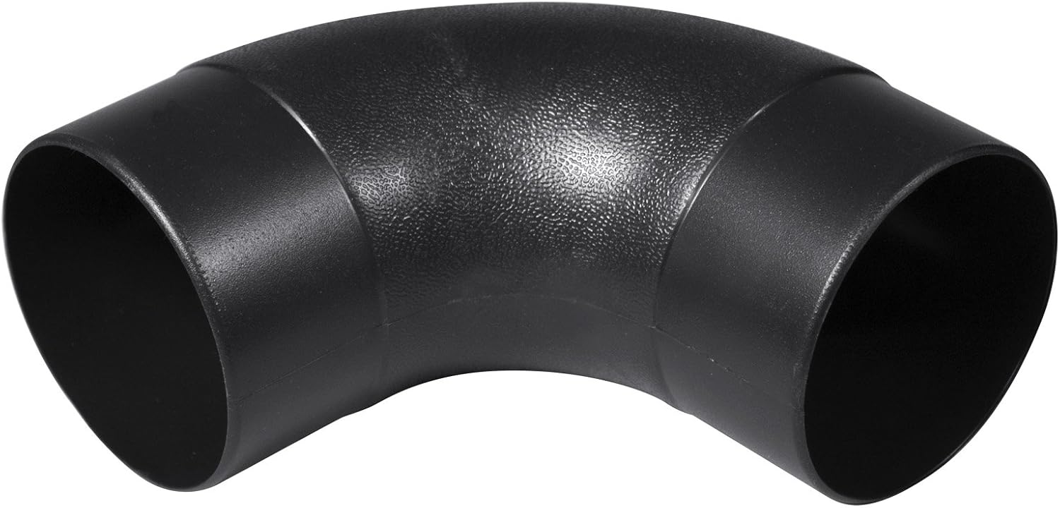 POWERTEC 70105 4" Elbow Dust Hose Connector, Black, 4", 90 Degree Elbow