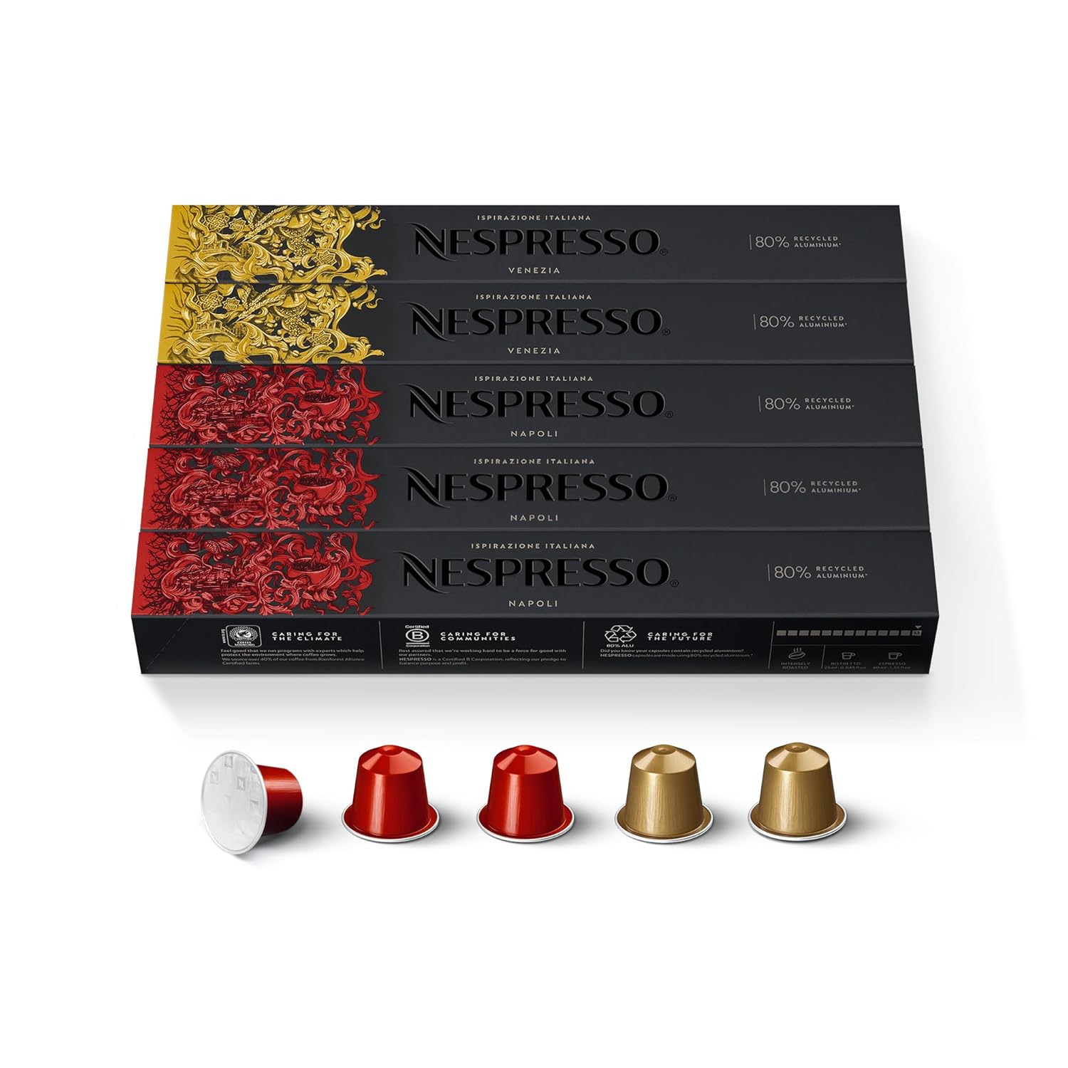 Nespresso Capsules Original Line, Variety Pack, Napoli and Venezia Espresso Coffee, 50 Count Espresso Coffee Pods