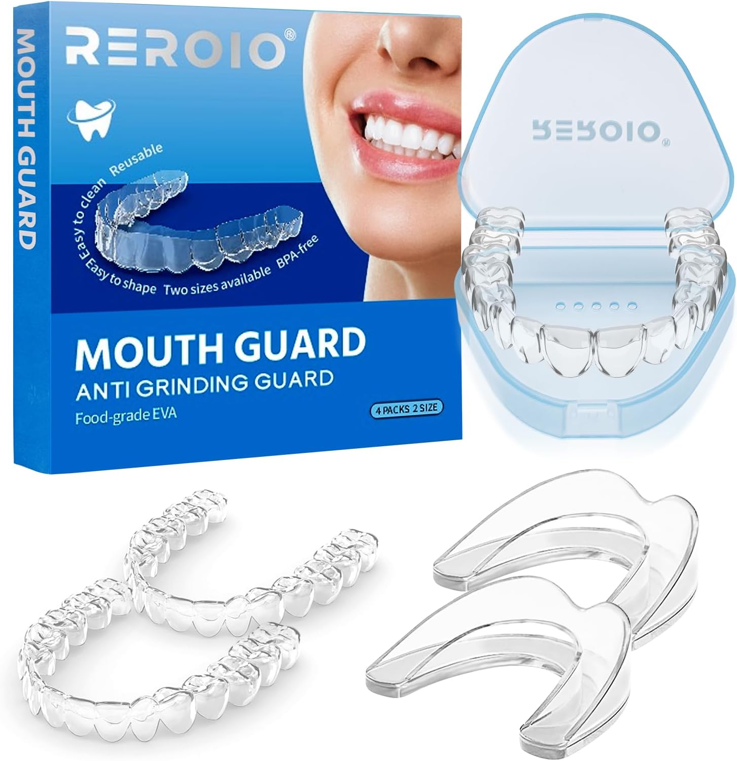 Mouthguards for Grinding Teeth Grinding Mouth Guard for Sleep, Mouth Guard for Grinding/Clenching at Night, Perfect fit Anti Grinding Night Guard for Adults