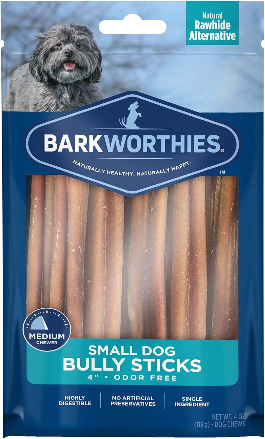 Barkworthies Odor Free Bully Sticks Small Dog Chews