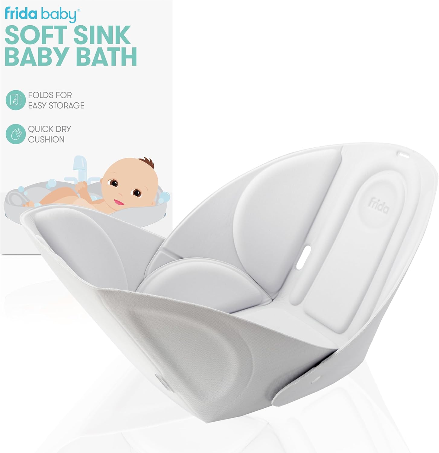 Frida Baby Soft Sink Baby Bath Seat: Sink Bather for Baby, Easy to Clean Baby Bathtub + Bath Cushion That Supports Baby's Head