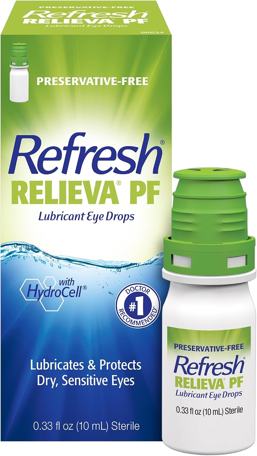 REFRESH RELIEVA PF Preservative-Free Artificial Tears Lubricant Eye Drops, 0.33 fl oz (10 mL), 1 Count
