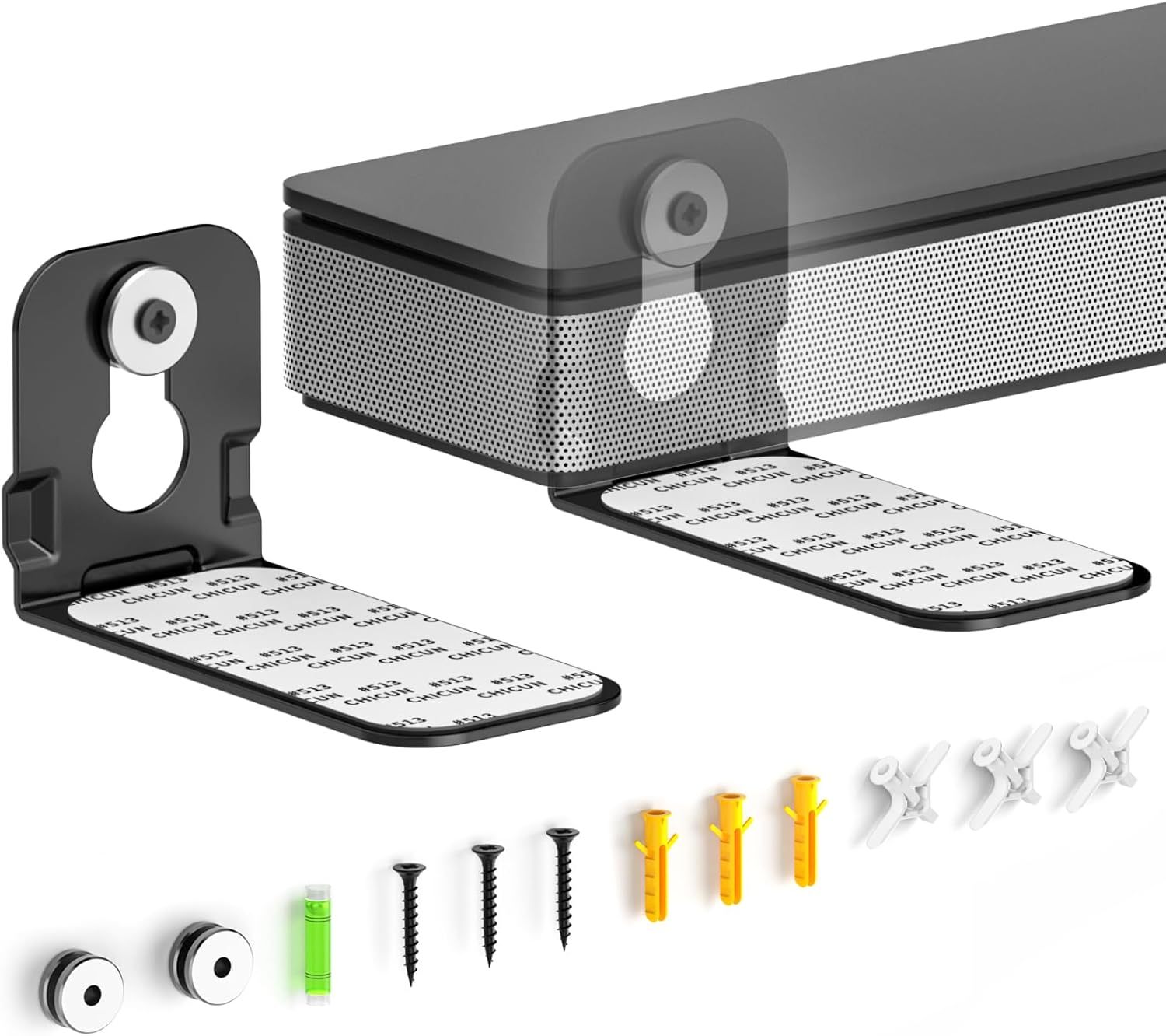 Universal Soundbar Wall Mounts Bracket for Samsung, Sony, LG, Nakamichi, Polk Audio, Vizio, Roku, Onn Soundbar Mounting Under TV Heavy-Duty Floating Sound bar Mount Shelves Hold Up to 20Lbs