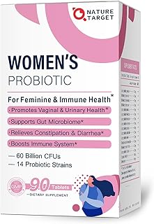 NATURE TARGET Probiotics-for-Women, Probiotics and Prebiotics, Cranberry and D-Mannose, 60-Billion-CFUs, Organic Probiotics for Digestive Health/Gut Health/Immune Booster, Women's Probiotics