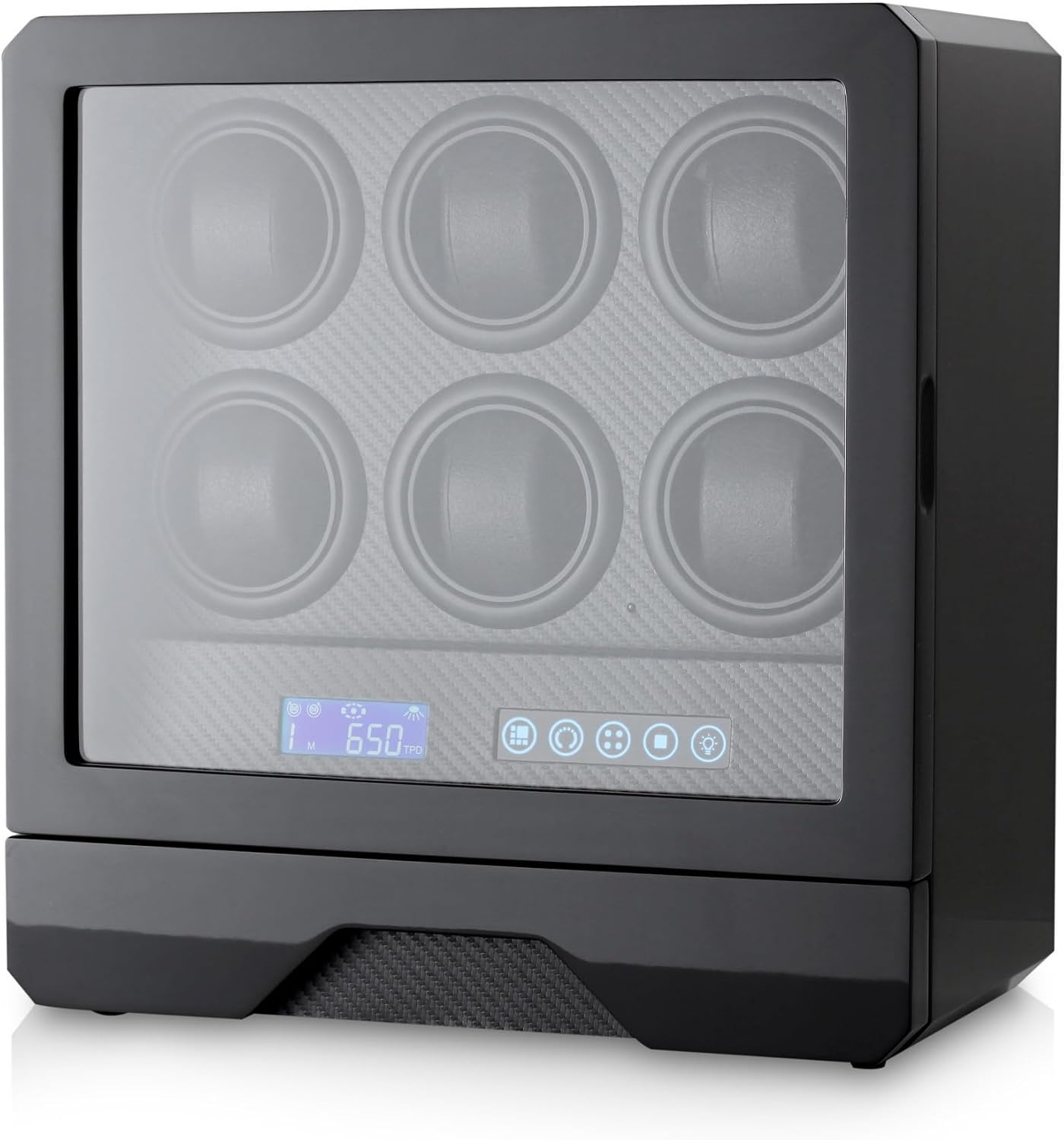 6 Watch Winder with LED Light, LCD Display and Storage Drawer