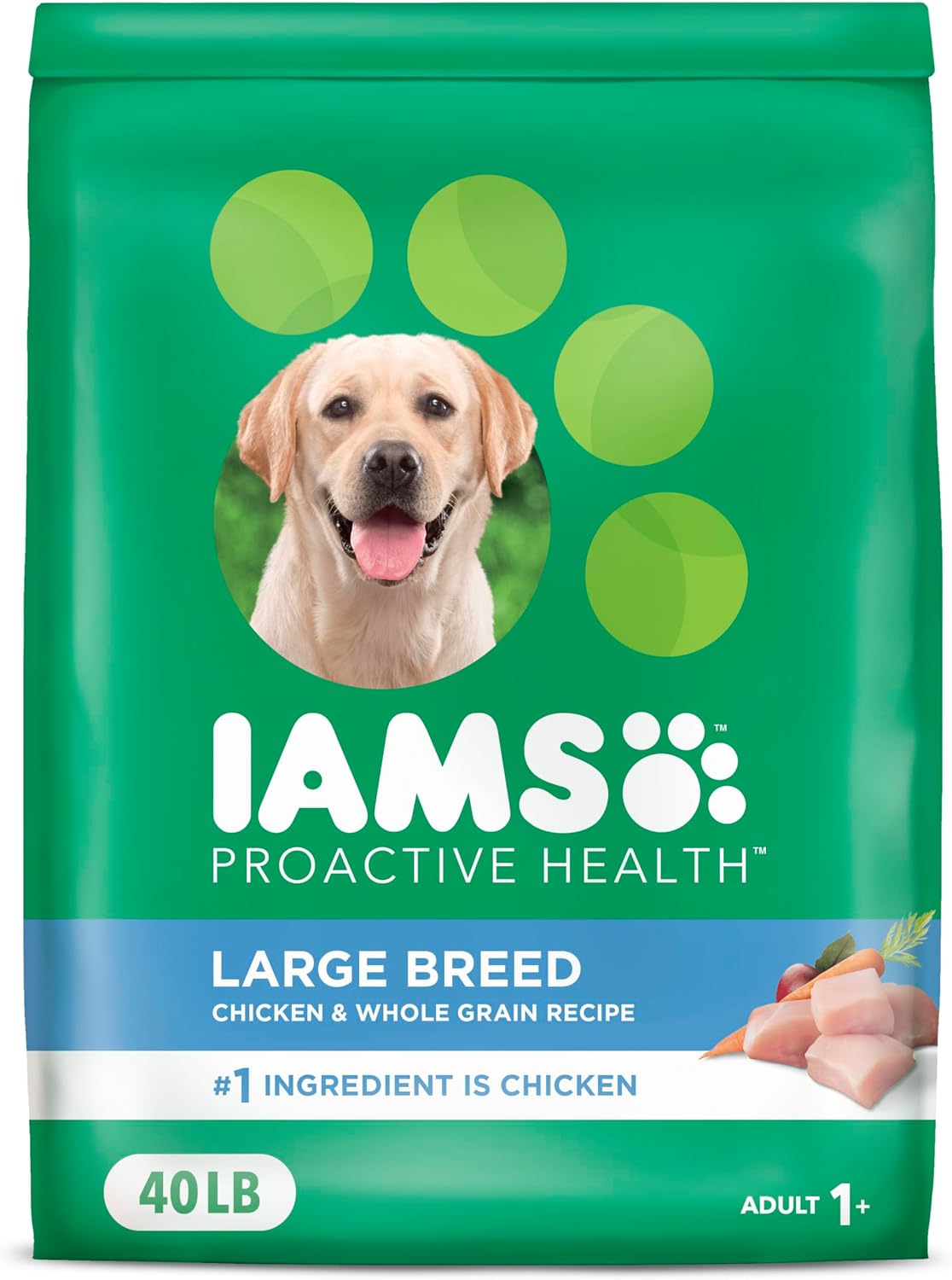 IAMS Proactive Health Large Breed Adult Dry Dog Food with Real Chicken, 40 lb. Bag