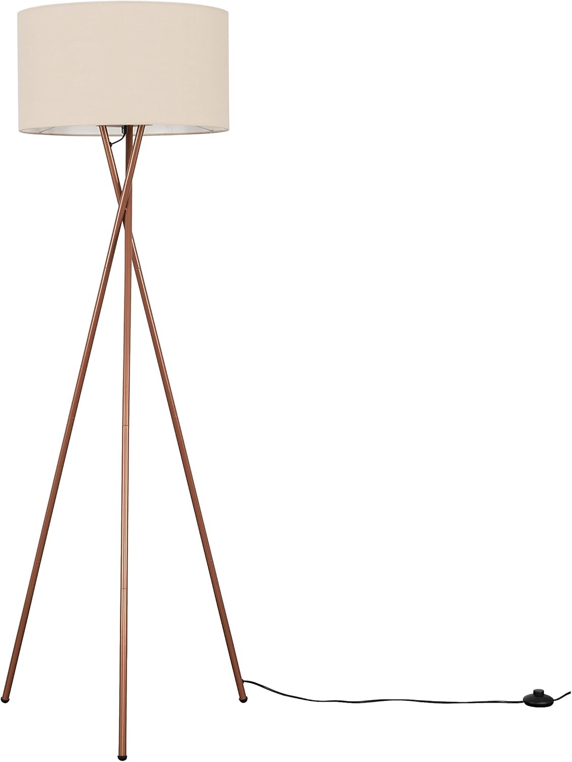MiniSun | Modern Copper Metal Floor Lamp with a Beige Shade | Floor Lamps & Torchieres, Home Décor & Improvement Essential | Includes 6W LED Bulb [3000K Warm White]