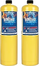 Sondiko Pre-Filled MAP-Pro Gas Torch Style Cylinder, Standard Propane Fuel Cylinder, Propane Hand Torch Cylinder, Portable and Convenient Fuel Source, Durable Steel Construction, 2 Pack