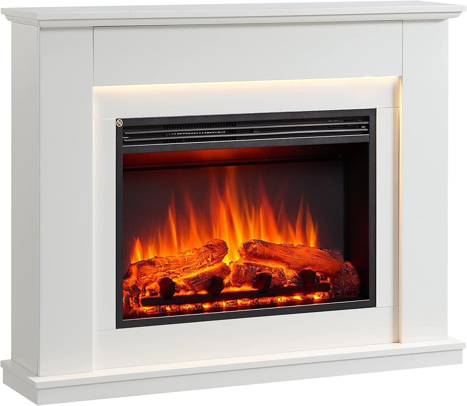 FLAMME Valenza 44" White Electric Fireplace Suite with Surround and 2kW Heater