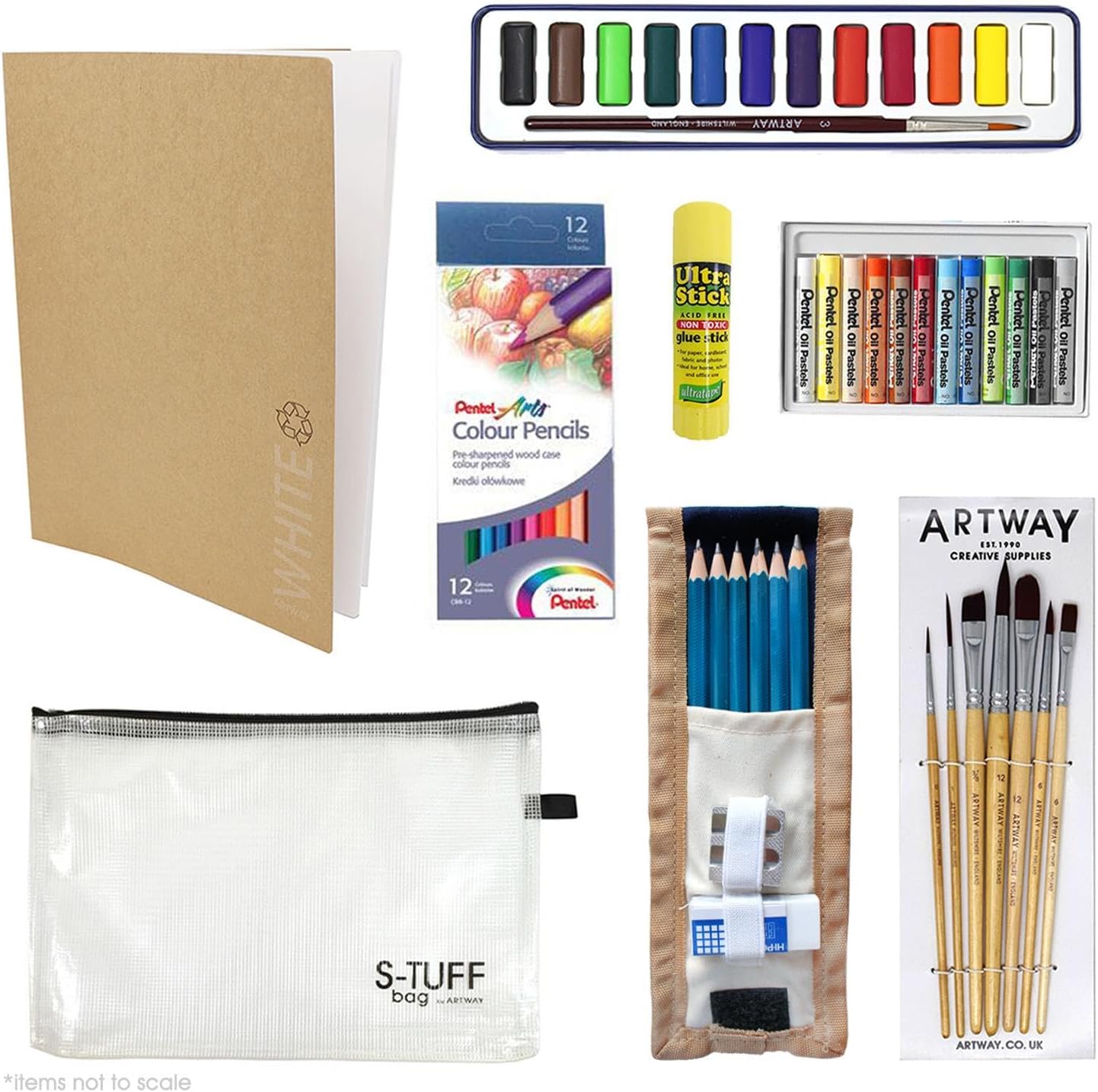 Artway Essentials Art Kit/GSCE Course Kit – Back to School – Ideal starter art set for GCSE students studying creative/art courses