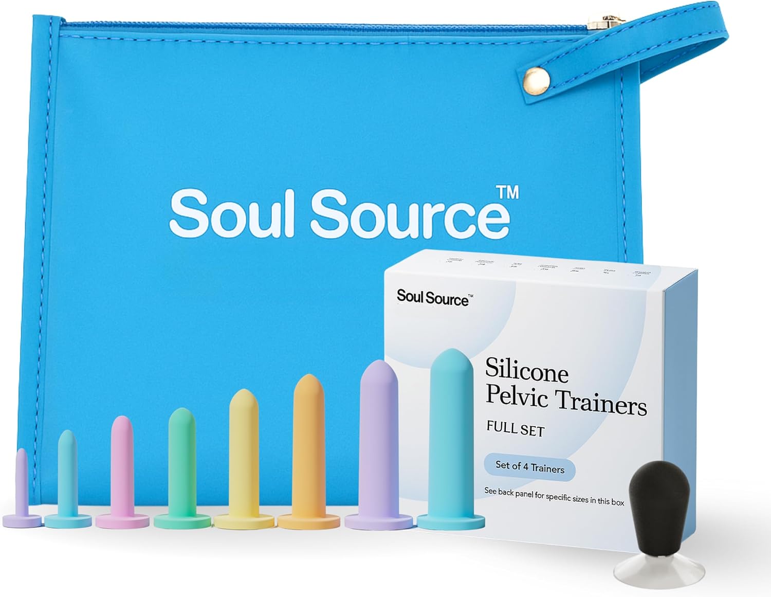 Soul Source Silicone Wand Set Pelvic Floor Trainer, Full Set Sizes 1-8