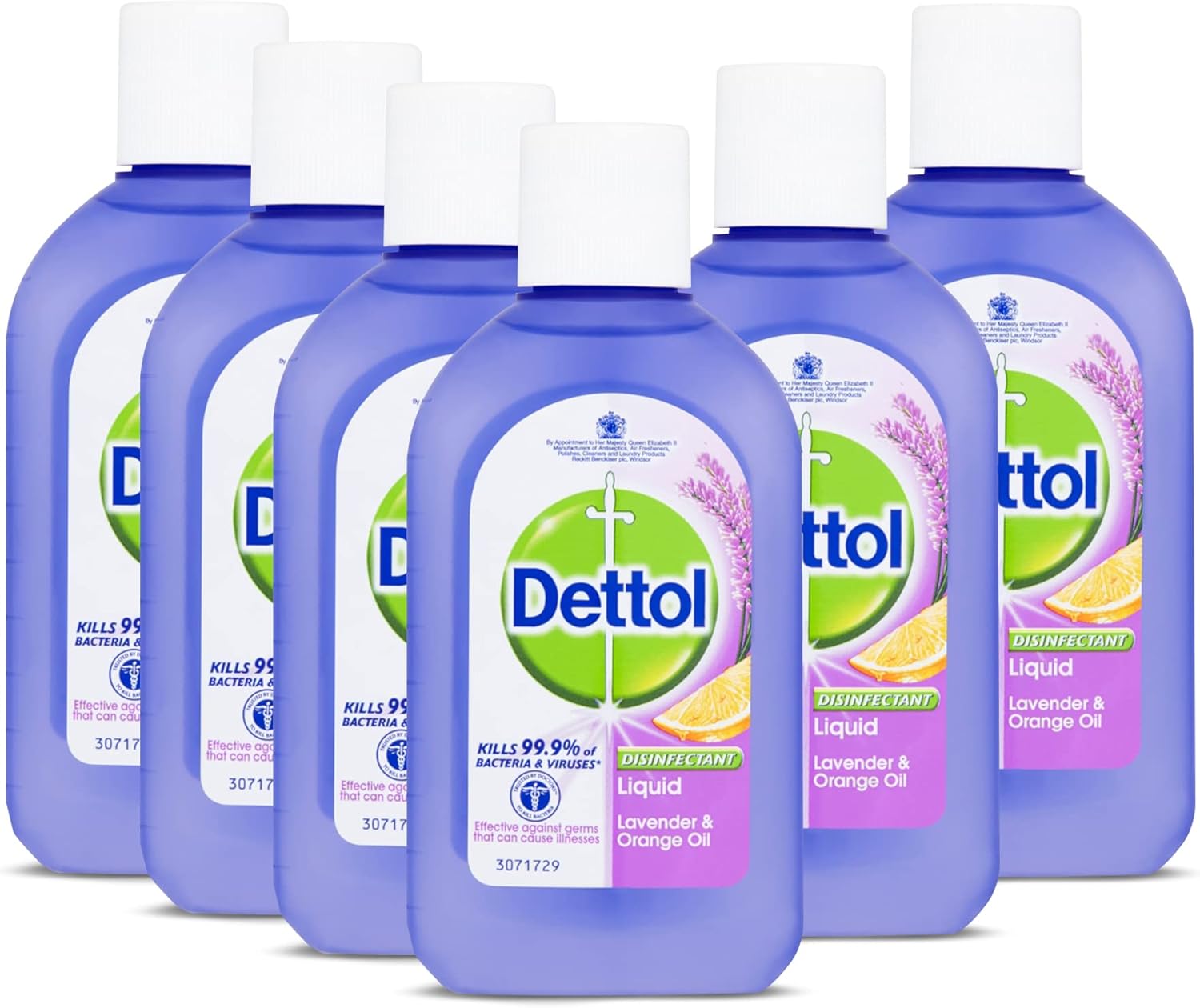 Dettol Disinfectant Liquid, Lavender and Orange Oil, Multipack of 6 X 500ml, Total 3L, Floor Cleaner Liquid, Wood Floor Cleaner Liquid, Alcohol Disinfectant, Antibacterial, Disinfectants