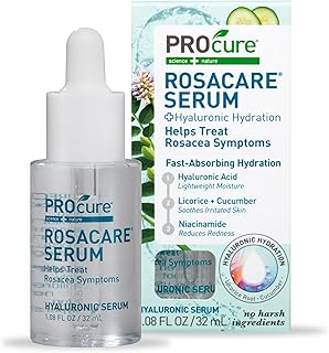 PROcure Rosacare Face Serum, Ultra-Hydrating Rosacea Treatment with Hyaluronic Acid & Niacinamide, Moisturizing, Instant Redness Relief to Reduce Skin Dryness, 1.08 Fl Oz (32mL)